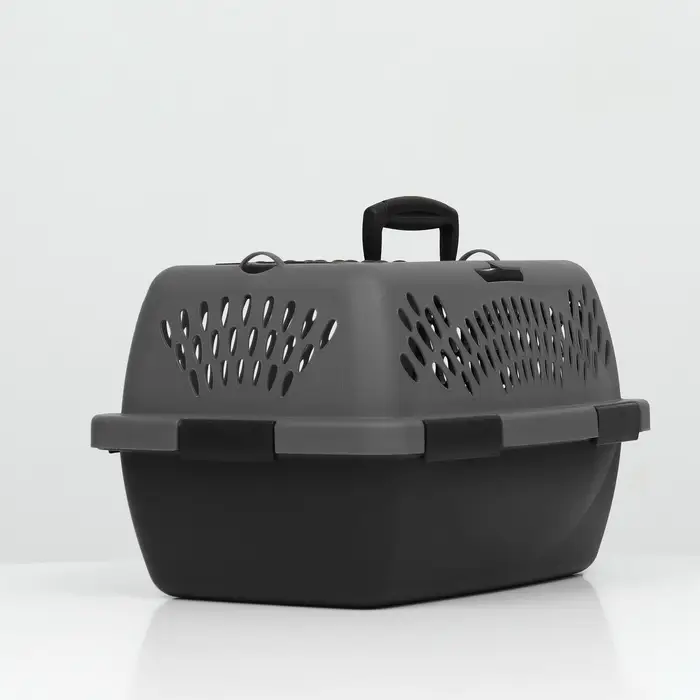 Переноска для животных, 40&times;32&times;26, с пластиковой дверью, серая