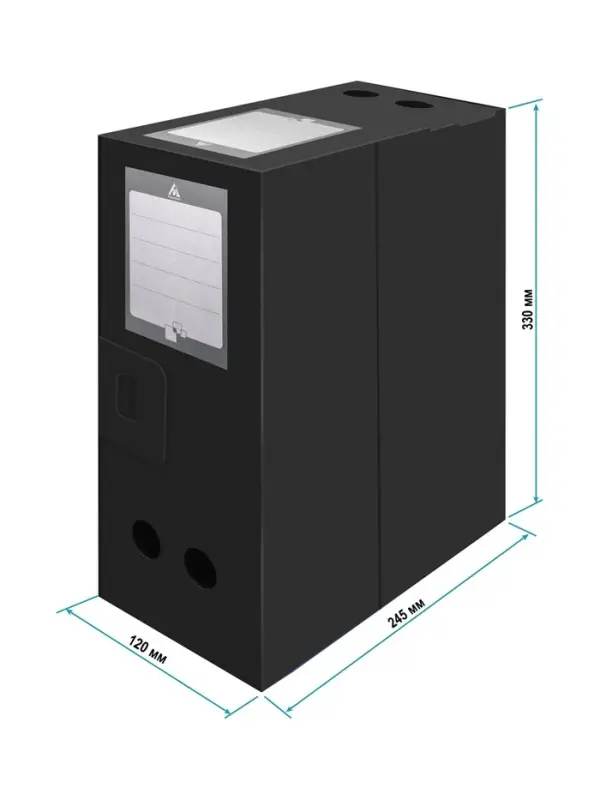 Папка-короб архивная А4, корешок 120 мм, пластик, Calligrata, вырубная застежка, чёрная, до 1100 листов