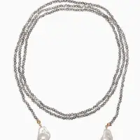 Бусы "Нить стекла" с подвесами жемчуг, L=120см №2, цвет серый АВ