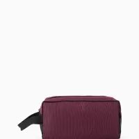 Косметичка на молнии дорожная, с ручкой, с сеткой, бордовая