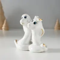 Фигурка керамика &laquo;Парочка кобр: любовь&raquo;, белый с золотом, 4.5&times;9&times;8 см