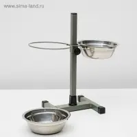 Подставка с мисками, 2&times;700 мл, высота 40 см, разборная, зелёная