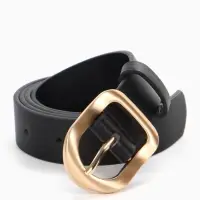 Ремень женский, 2.7&times;105 см, 1 прокол, золотистая пряжка, чёрный