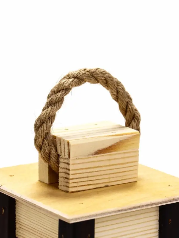 Фонарь декоративный, 9&times;9&times;18 см, деревянный, цвет натуральный с чёрным