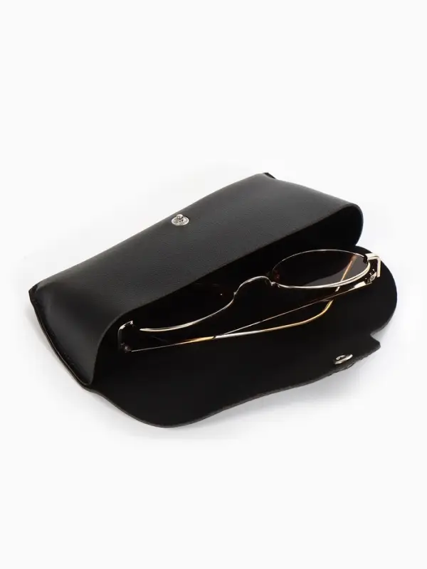 Футляр для очков на кнопке, однотонный, размер 16&times;3.5&times;6.5 см, чёрный