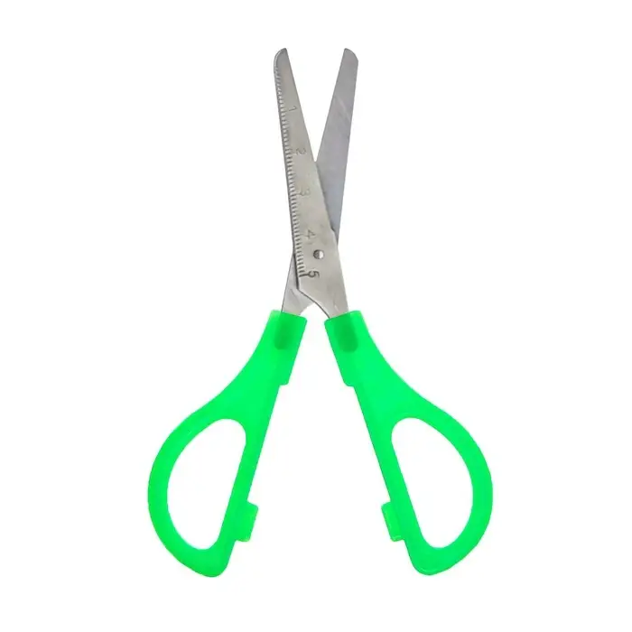 Ножницы канцелярские 13 см, пластиковые ручки, закруглённые концы с линейкой, корпус МИКС Ножницы канцелярские 13 см, пластиковые ручки, закруглённые концы с линейкой, корпус МИКС