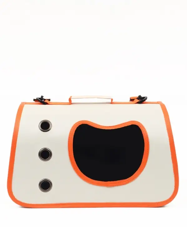 Сумка - переноска каркасная &laquo;Кошачий вид&raquo;, 41&times;27&times;25 см, белая, оранжевая