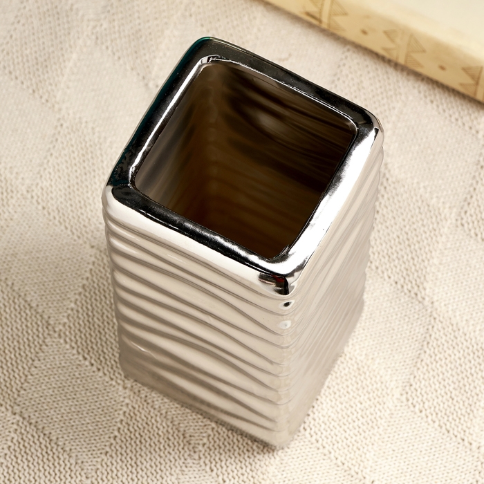 Кашпо - ваза  Кашпо - ваза "Кина" серебро, 9х9х20см