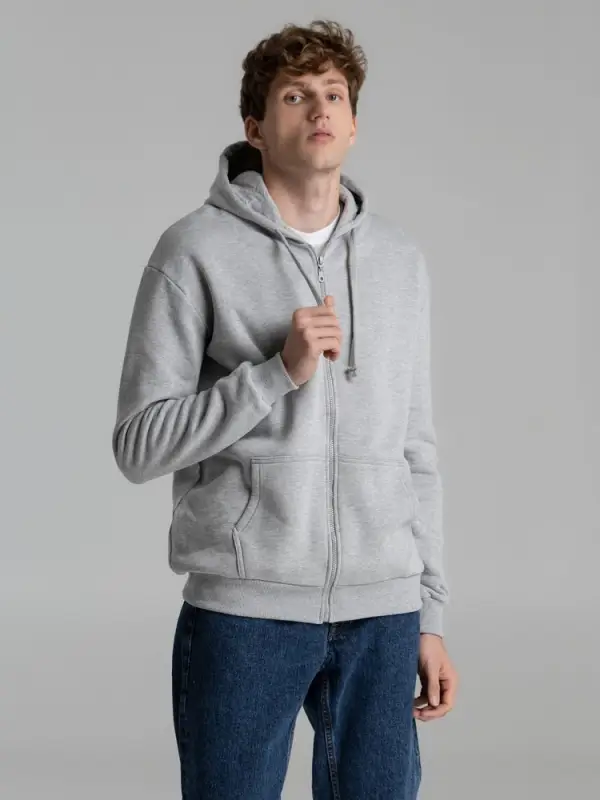 Толстовка на молнии с капюшоном Unit Siverga Heavy серый меланж, размер XS Толстовка на молнии с капюшоном Unit Siverga Heavy серый меланж, размер XS