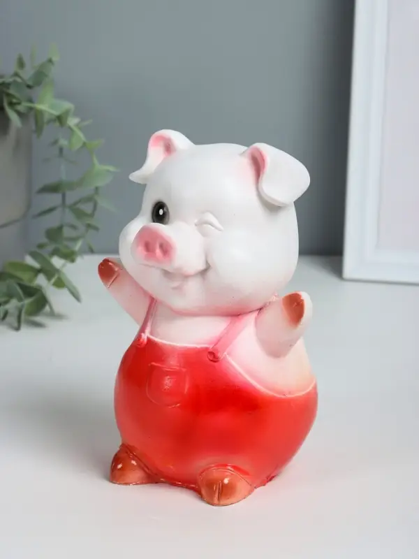 Копилка "Поросенок счастливый" 18 см, белый