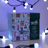 Гирлянда &laquo;Нить&raquo; 10 м с насадками &laquo;Шарики 1.5 см&raquo;, IP44, тёмная нить, 100 LED, свечение бело-синее, мигание, 220 В