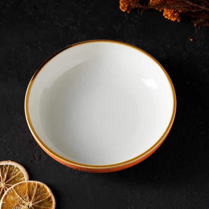 Тарелка фарфоровая глубокая Magistro «Церера», 700 мл, d=18,5 см, цвет оранжевый Тарелка фарфоровая глубокая Magistro «Церера», 700 мл, d=18,5 см, цвет оранжевый