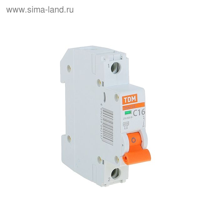 Выключатель автоматический TDM ВА47-29, 1п, 16 А, 4.5 кА Выключатель автоматический TDM ВА47-29, 1п, 16 А, 4.5 кА