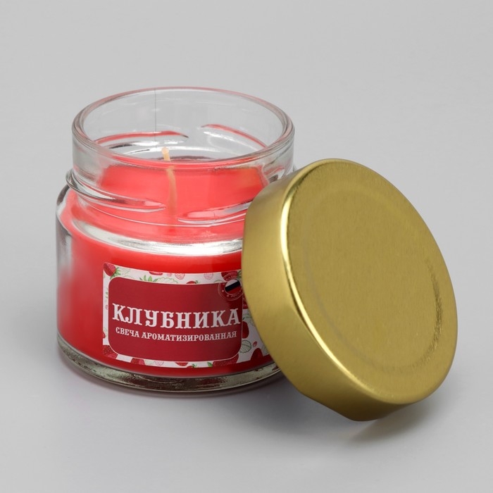 Свеча в банке ароматизированная Свеча в банке ароматизированная "Клубника" 50гр, время горения 13ч