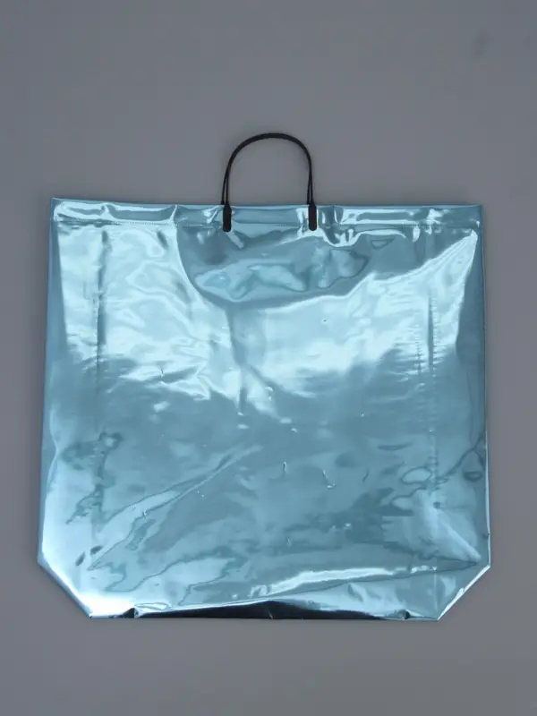 Пакет подарочный ПВХ, голография, голубой, пластиковая ручка, 50&times;42&times;12 см
