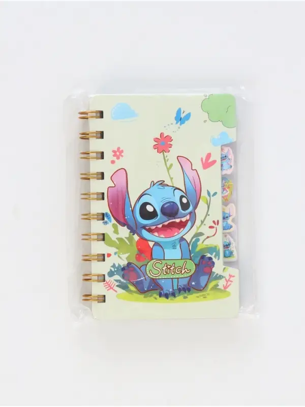 Блокнот с разделителями А6 “Стич в цветочках”, 65л