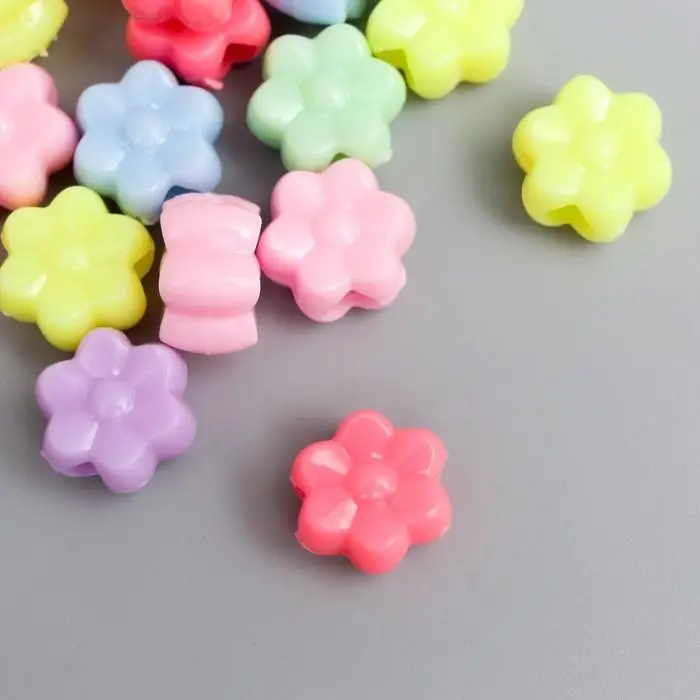 Бусины для творчества пластик  Бусины для творчества пластик "Цветочек. Пастельные тона" набор 36 шт 15 гр 1х1 см