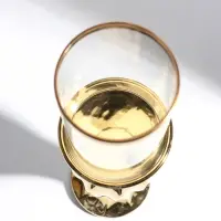 Подсвечник на 1 свечу &laquo;Версаль&raquo;, керамика, стекло, d=7.5 см, золото, 9.5&times;9.5&times;38.5 см