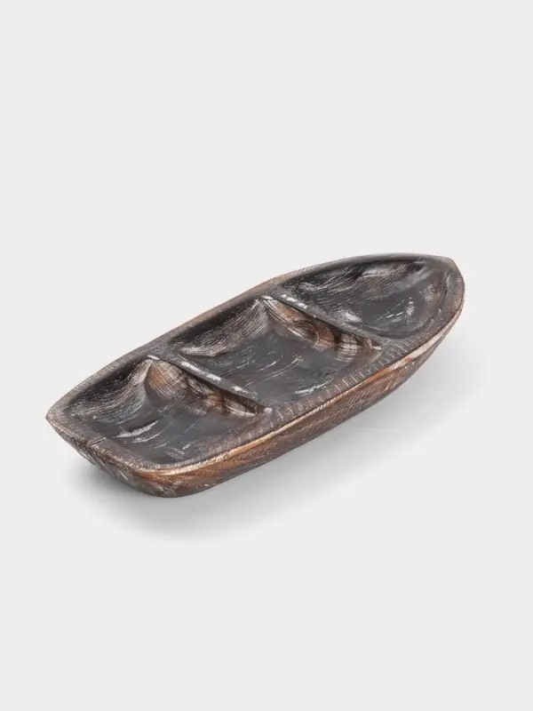 Менажница &laquo;Лодочка&raquo;, 30&times;13&times;5 см, дерево джати, тёмно-коричневая