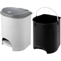 Ведро мусорное пластик 19л прям сер с пед и черн крышк мрамор 305х390х257мм
