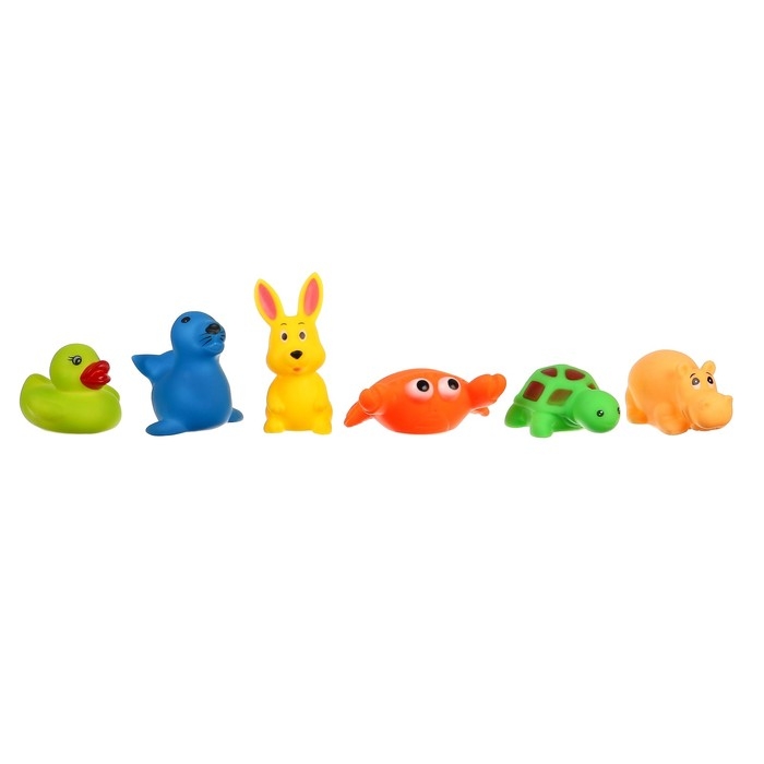 Набор резиновых игрушек для ванны «Морские животные», 6 шт, с пищалкой, Крошка Я Набор резиновых игрушек для ванны «Морские животные», 6 шт, с пищалкой, Крошка Я