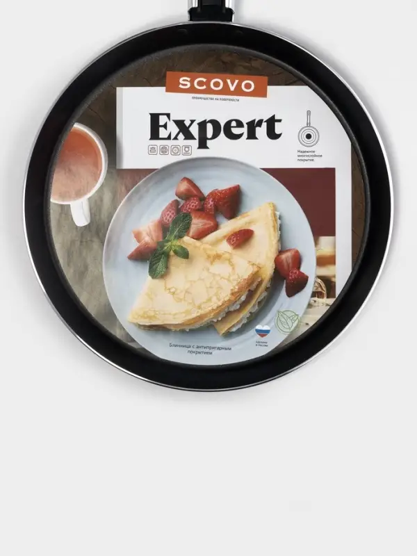 Сковорода блинная &laquo;Эксперт&raquo;, d=22 см, пластиковая ручка, антипригарное покрытие, алюминий, бордовая