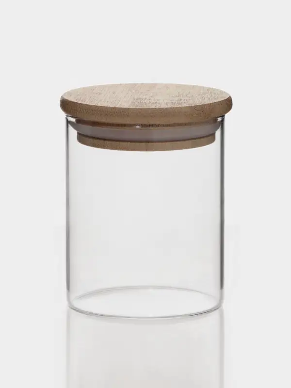 Банка для сыпучих продуктов BellaTenero &laquo;Эко&raquo;, 200 мл, 6.5&times;8.5 см, с бамбуковой крышкой, стекло, прозрачная