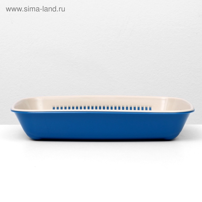 Туалет округлый с сеткой 33,5 х 25 х 6 см, бежевый/синий Туалет округлый с сеткой 33,5 х 25 х 6 см, бежевый/синий