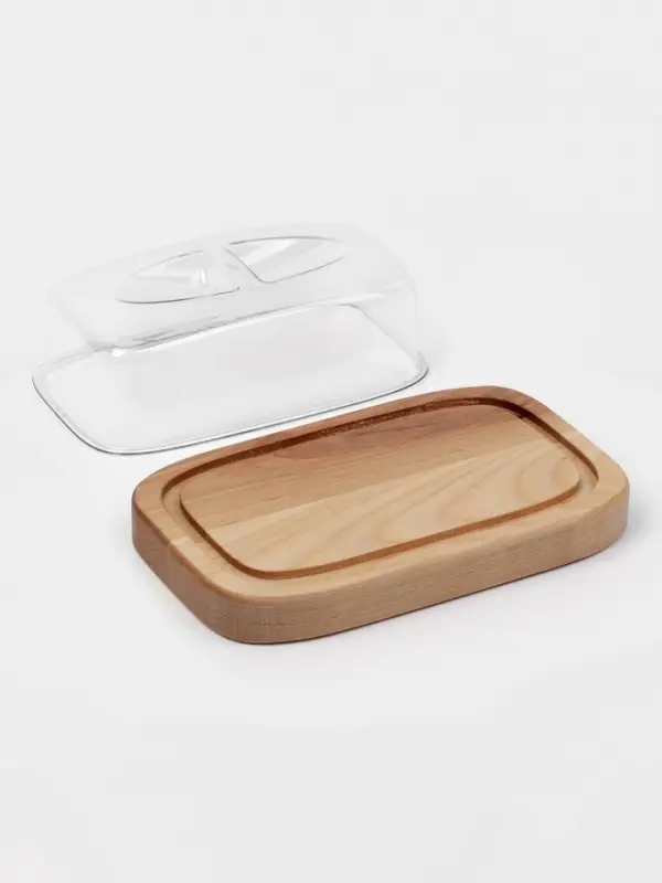 Маслёнка - сырница деревянная с крышкой Adelica, 17&times;11&times;6.5 см, берёза