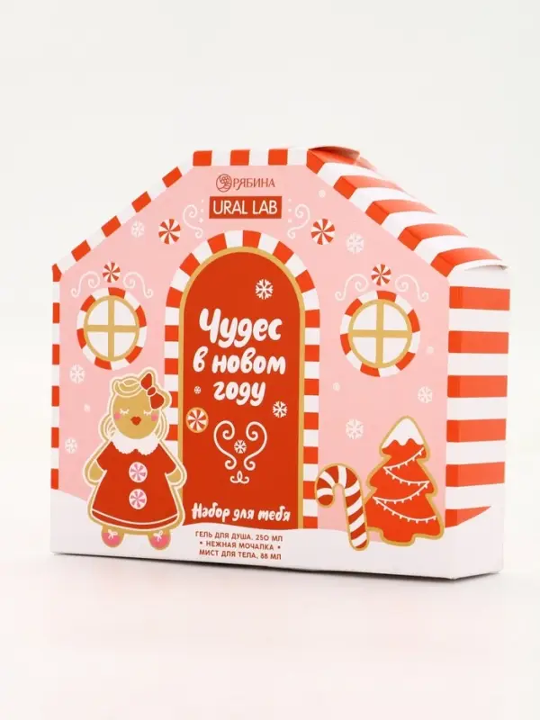 Подарочный набор косметики «Чудес в Новом году», гель для душа, мочалка и мист, URAL LAB