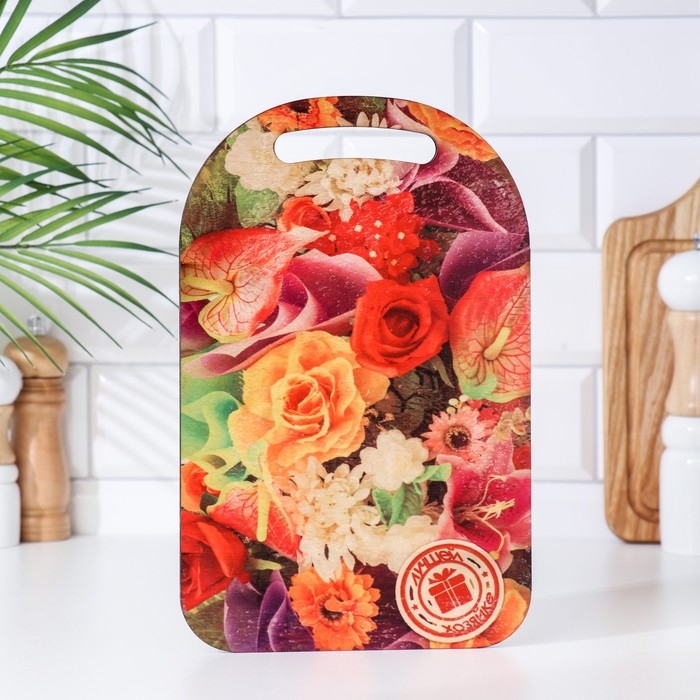 Набор деревянная разделочная доска и подставка под горячее с декором  Набор деревянная разделочная доска и подставка под горячее с декором "№3" 29,25х18,75х1,1 см