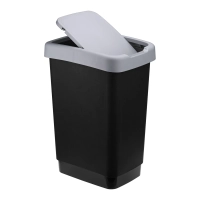 Ведро мусорное пластик 25л прям черн с сер крыш 330х470х260мм IDEA ТВИН_СПБ