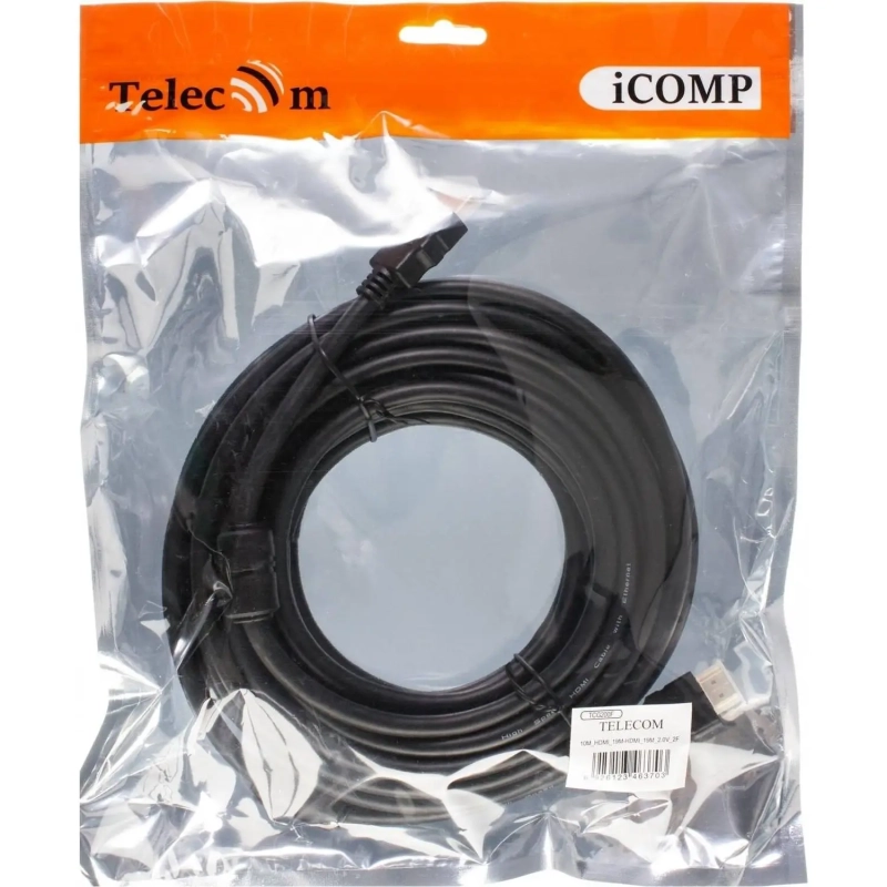 Кабель HDMI-19M-HDMI-19M ver 2.0+3D/Ethern,2 ф-ра 10m Telecom (TCG200F-10M)
