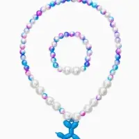 Набор детский "Выбражулька" 2пред-а: бусы, браслет, собака, бело-голубой