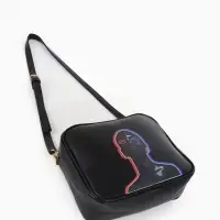 Сумка женская на молнии TEXTURA, 22&times;8&times;17 см, с цветным принтом, чёрная