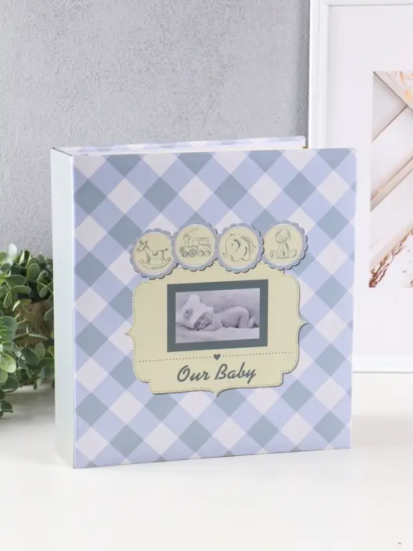 Фотоальбом 50 магнитных листов 23X28см, Фотоальбом 50 магнитных листов 23X28см, "Малыш в белой шапочке", пер-т 3-кольца