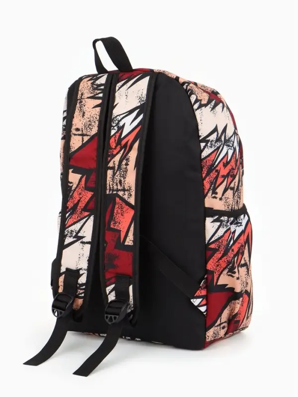 Рюкзак школьный, на молнии, три наружных кармана, с принтом, 30&times;13&times;42 см, разноцветный