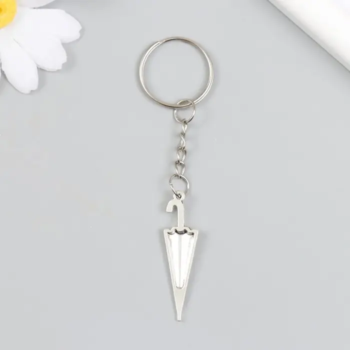 Брелок металл "Зонт-трость" серебро 1,1х4,2 см