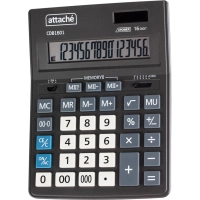 Калькулятор настольный Attache CDB1601-BK 16-разрядный черный 205x155x35 мм