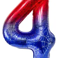 Воздушный шар фольгированный 40" цифра "4" героическая тема, цвет красный и синий, в ин.уп.