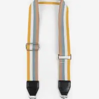 Ручка для сумки, стропа с кожаной вставкой, 135&plusmn;3&times;3.8 см, жёлтая, белая