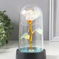 Фигурка световая колба RISALUX &laquo;Цветок&raquo;, LED-ночник, 3&times;AG10, белый, 8.5&times;8.5&times;15.5 см