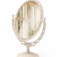 Зеркало настольное, двустороннее с увеличением, 24&times;16 см, (15.2&times;11 см), бежевое