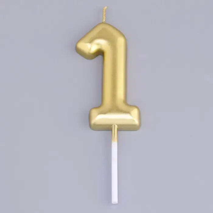 Свеча в торт &laquo;Европейская&raquo;, цифра 1, 6 см, золото