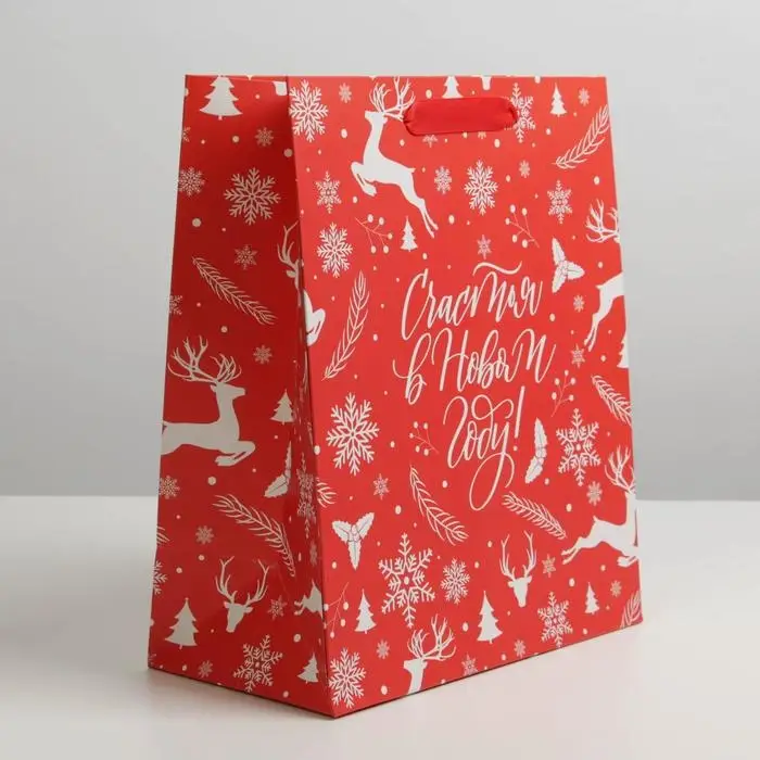 Пакет подарочный новогодний ламинированный «Счастья в Новом году», ML 23 х 27 х 11.5 см Пакет подарочный новогодний ламинированный «Счастья в Новом году», ML 23 х 27 х 11.5 см