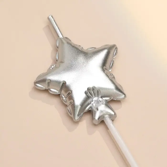 Свечи для торта 5 шт. &laquo;Воздушный шарик. Звезда&raquo;. серебряные