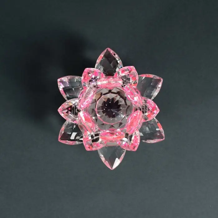 Фигурка стекло &laquo;Розовый лотос на подставке&raquo;, вращается 5.5&times;9&times;9 см