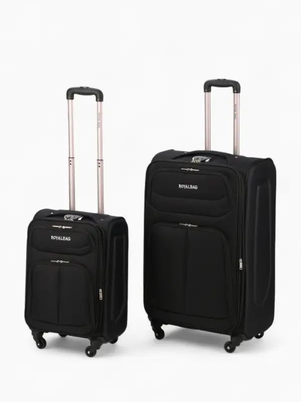 Чемодан на колёсах Royalbag большой 104 л (L), на молнии, с увеличением, кодовый замок, 4 колеса, чёрный