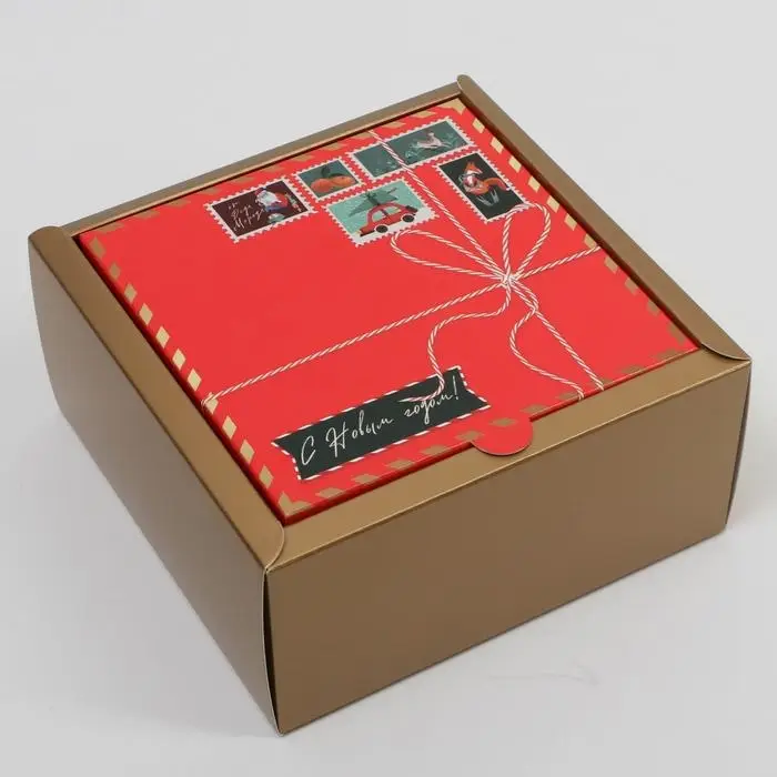 Коробка подарочная новогодняя складная «Новогодняя почта», 15 х 15 х 7 см, Новый год Коробка подарочная новогодняя складная «Новогодняя почта», 15 х 15 х 7 см, Новый год