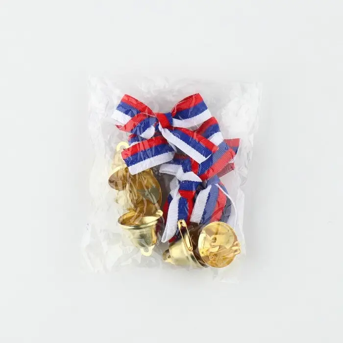 Колокольчик на булавке с бантом на выпускной, триколор, d = 2,6 см Колокольчик на булавке с бантом на выпускной, триколор, d = 2,6 см